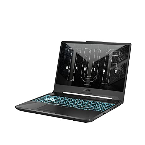 ASUS TUF gaming laptop with illuminated keyboard