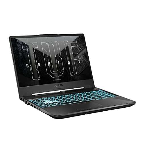ASUS TUF gaming laptop with illuminated keyboard