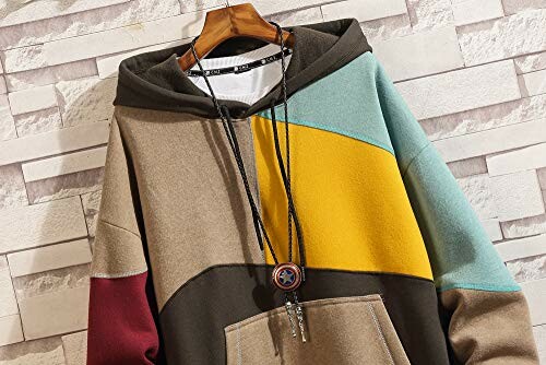 Color-block hoodie with necklace on hanger