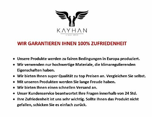 Kayhan guarantee poster with product quality assurance in German.