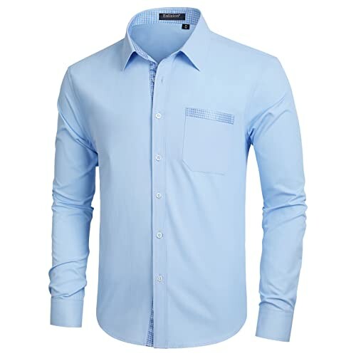 Light blue long-sleeve dress shirt with pocket