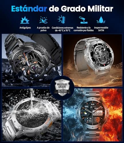Collage of military-grade watches with durability features.