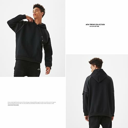 Man wearing a black hoodie from the New Trend Collection