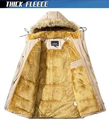 Open beige jacket with thick fleece lining